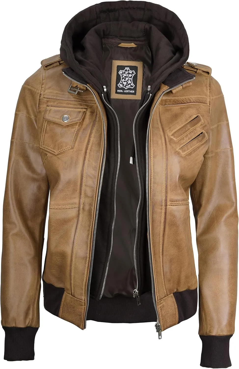 Blingsoul Leather Jacket Women - Real Lambskin Womens Leather Jackets With hood