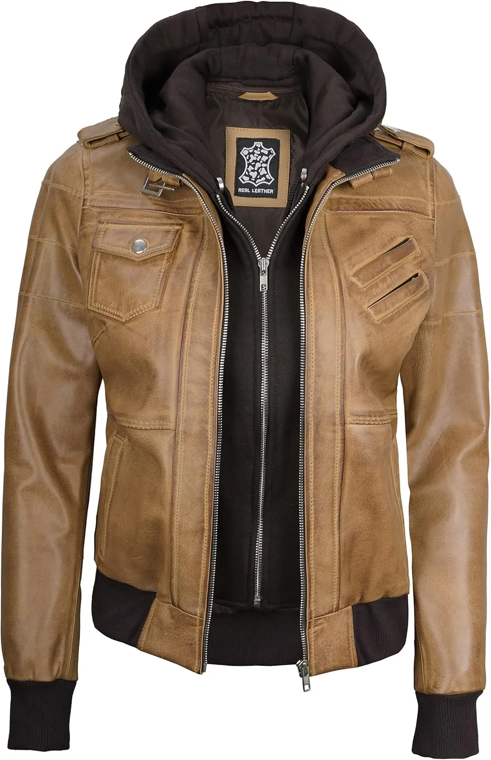 Blingsoul Leather Jacket Women - Real Lambskin Womens Leather Jackets With hood