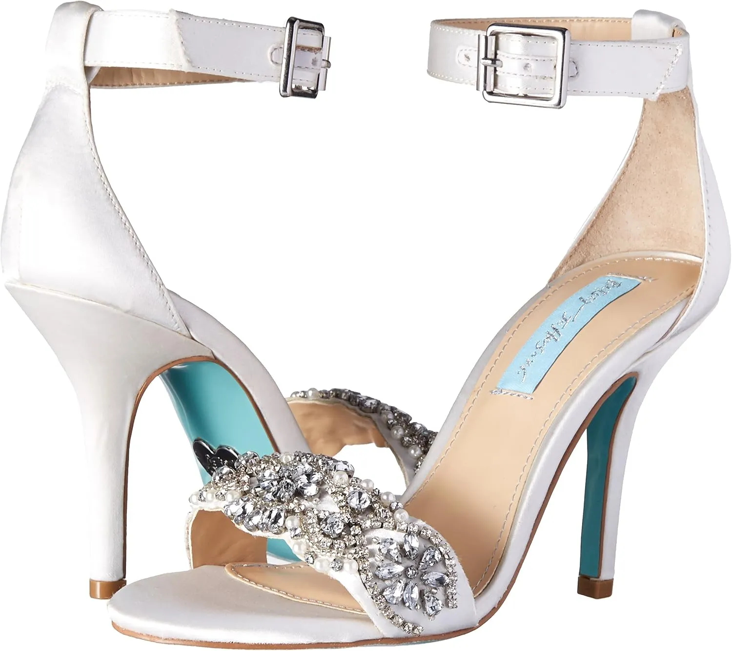 Blue by Betsey Johnson Womens Gina Satin Embellished Dress Sandals