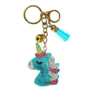 Blue Unicorn Crystal Bling Keychain