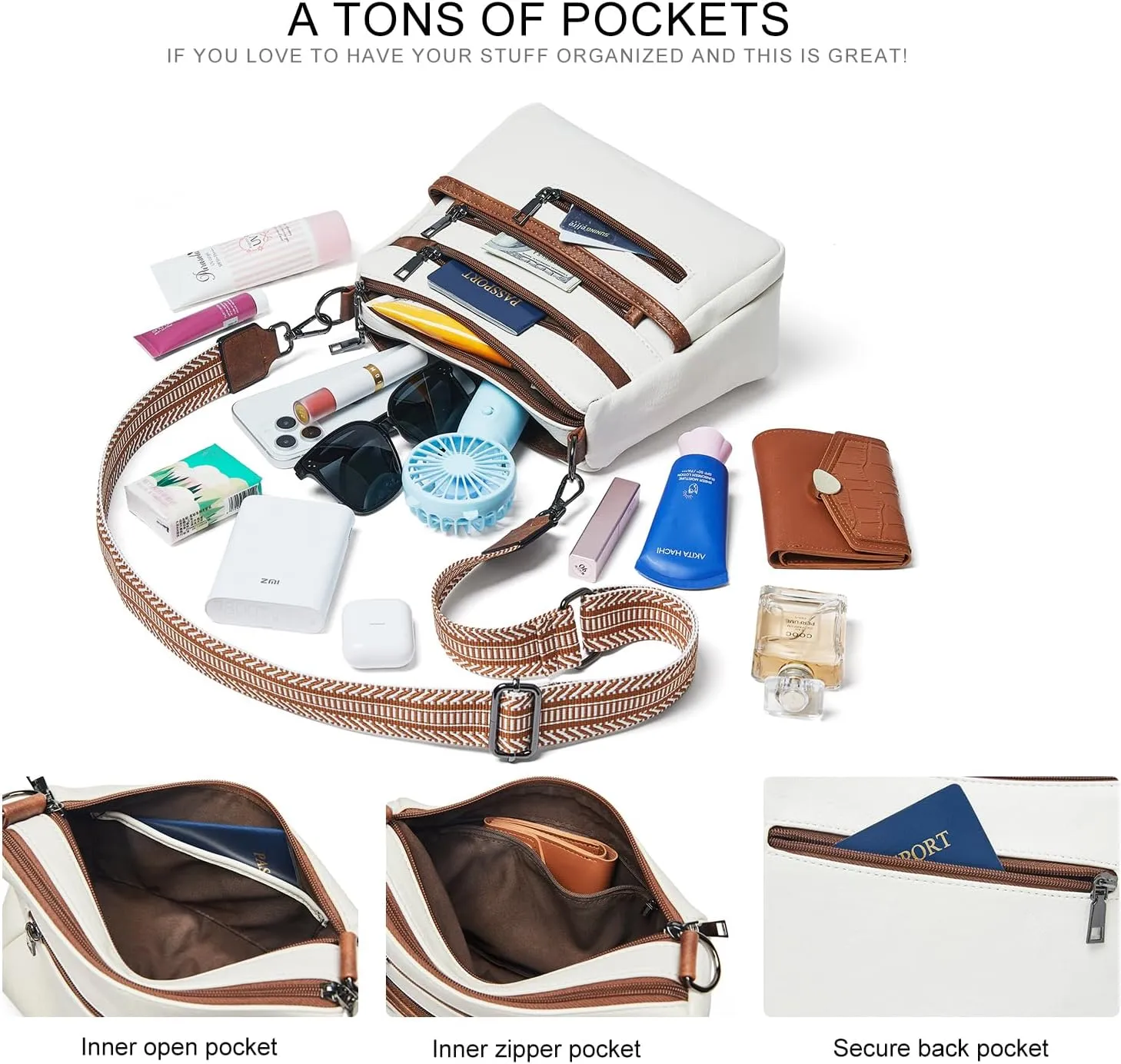 Bluome Crossbody Purses for Women, Vegan Leather Shoulder Bag Handbags Medium Hobo Bag with Guitar Strap
