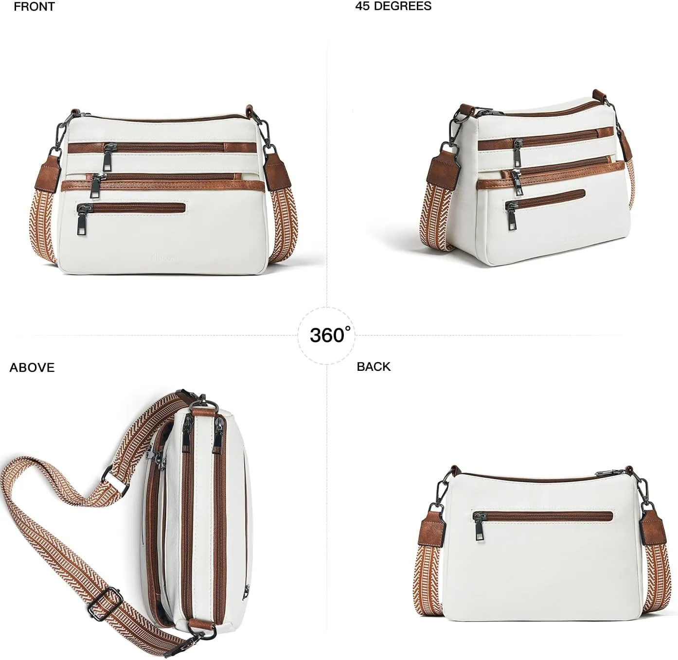 Bluome Crossbody Purses for Women, Vegan Leather Shoulder Bag Handbags Medium Hobo Bag with Guitar Strap