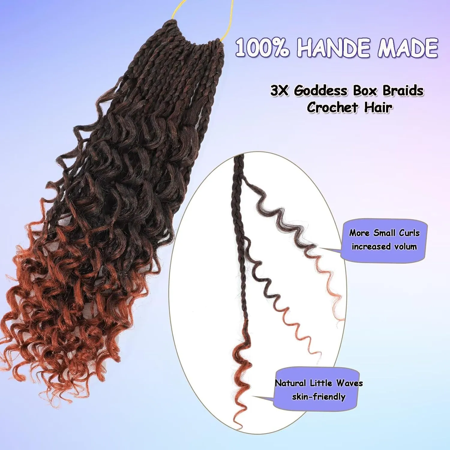 Boho Box Braids Crochet Hair 14 inch 8 Packs Ombre Box Braid Crochet Hair with Curly Ends Goddess Box Braids Crochet Hair Extensions for Black Women(14" 8 Packs, 27/613#)