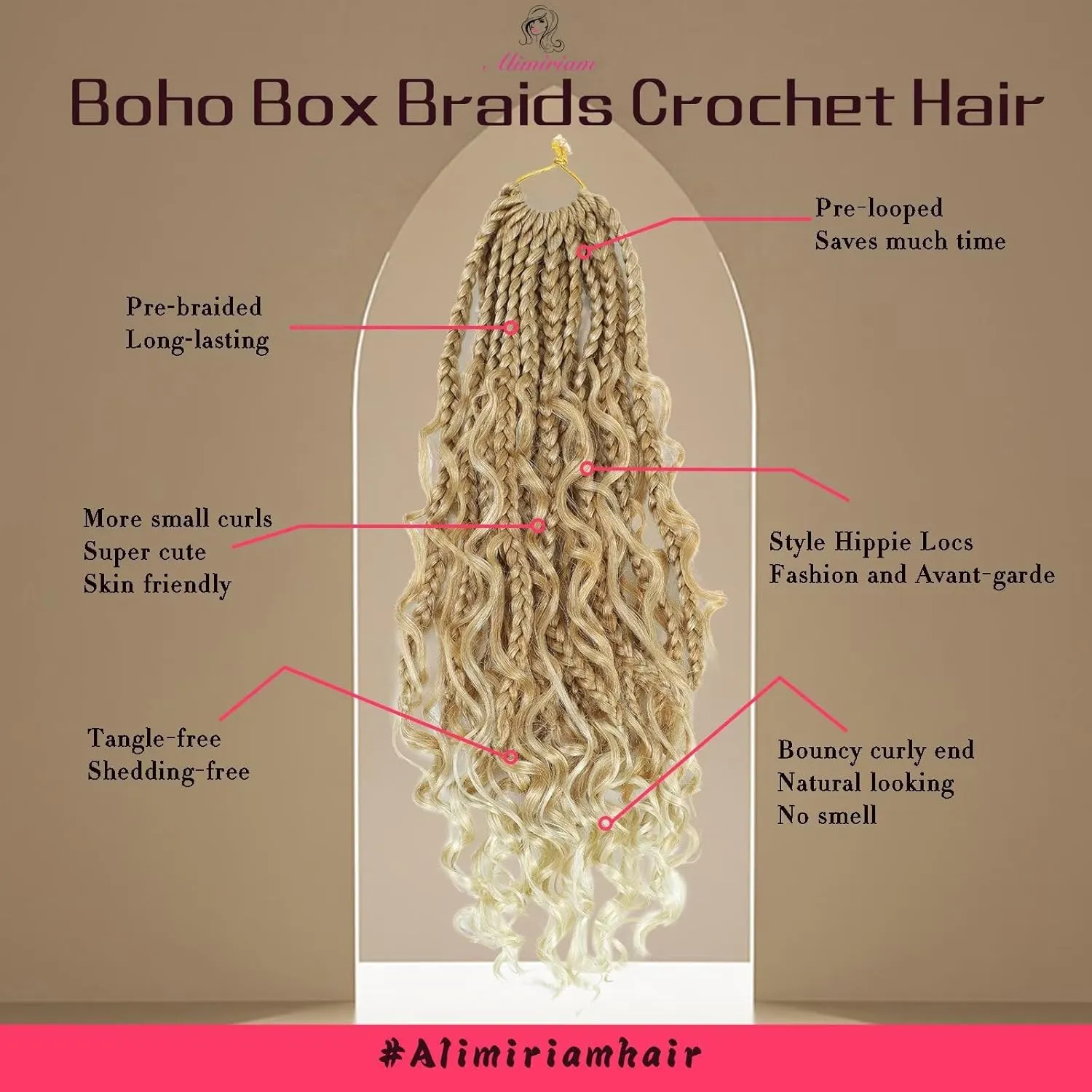 Boho Box Braids Crochet Hair 14 inch 8 Packs Ombre Box Braid Crochet Hair with Curly Ends Goddess Box Braids Crochet Hair Extensions for Black Women(14" 8 Packs, 27/613#)