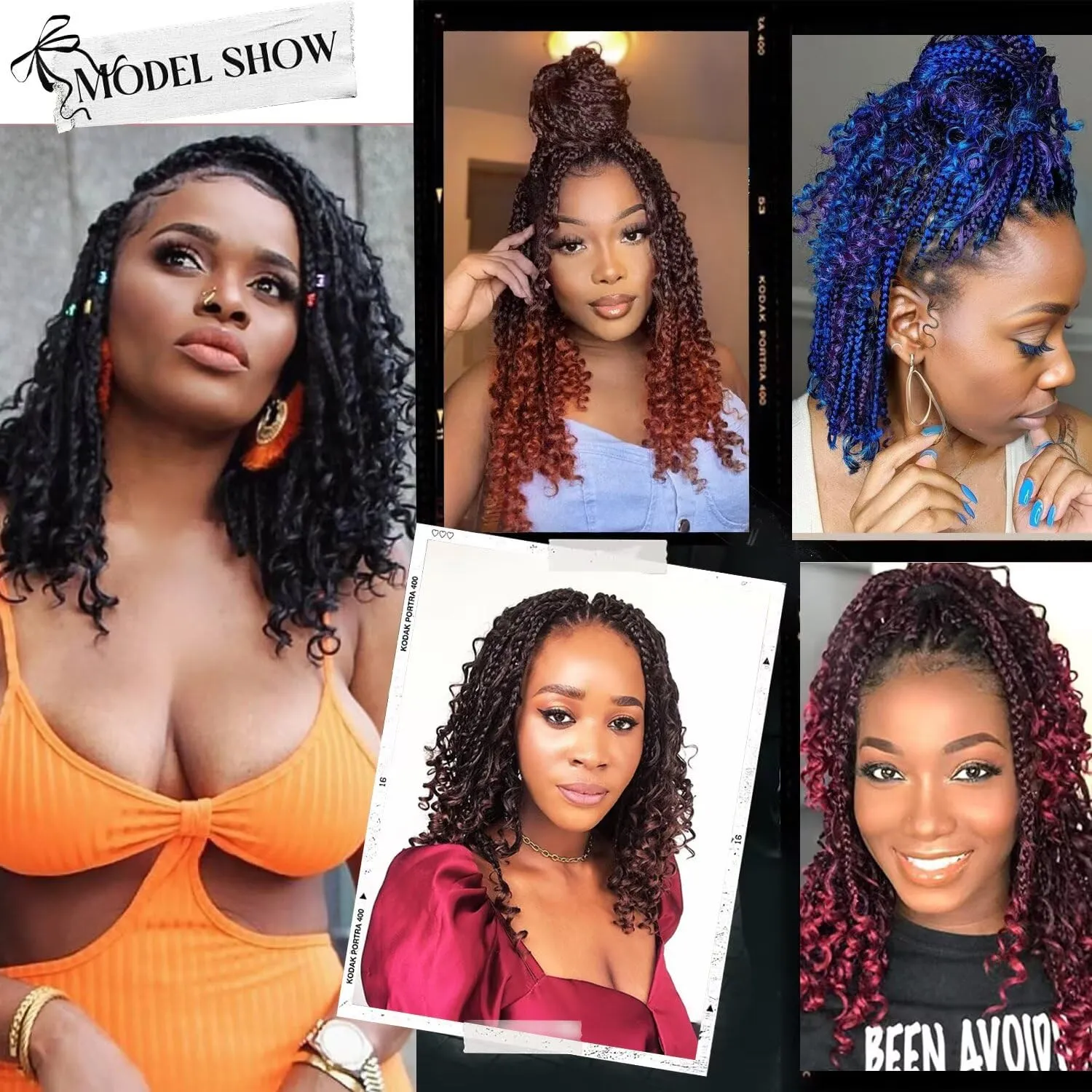 Boho Box Braids Crochet Hair 14 inch 8 Packs Ombre Box Braid Crochet Hair with Curly Ends Goddess Box Braids Crochet Hair Extensions for Black Women(14" 8 Packs, 27/613#)