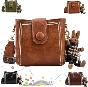 Bootara Bucket Bag - Bootara Women'S Vintage Bunny Charm Bucket Bag, Convertible Shoulder/Crossbody, Spacious Travel Tote