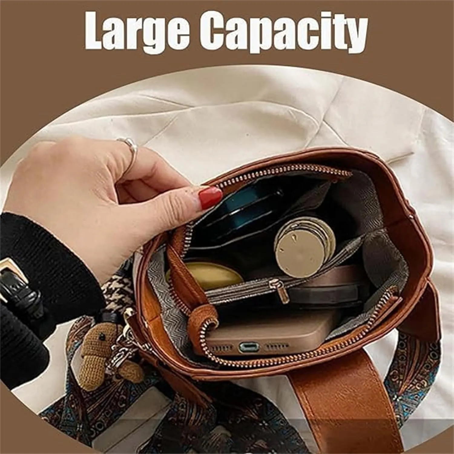 Bootara Bucket Bag, Vintage Crossbody Bag With Adjustable Wider Shoulder Strap, Womens Retro Large Capacity Water Bucket