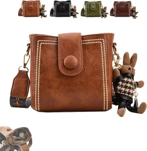 Bootara Bucket Bag,Bootara Vintage Bunny Charm Bucket Bag,Large Capacity Adjustable Trendy Crossbody Bags for Women