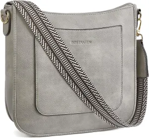 BOSTANTEN Crossbody Bags for Women Trendy Vegan Leather Hobo Handbags Fashion Shoulder Purse with Adjustable Guitar Strap