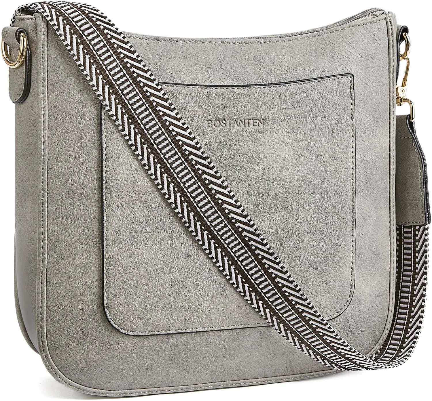 BOSTANTEN Crossbody Bags for Women Trendy Vegan Leather Hobo Handbags Fashion Shoulder Purse with Adjustable Guitar Strap