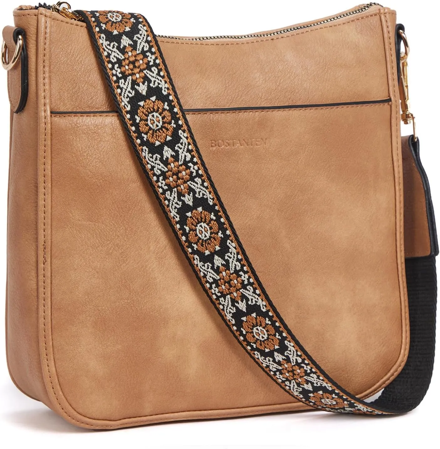 BOSTANTEN Crossbody Bags for Women Trendy Vegan Leather Hobo Purses Shoulder Handbags With Wide Shoulder Strap