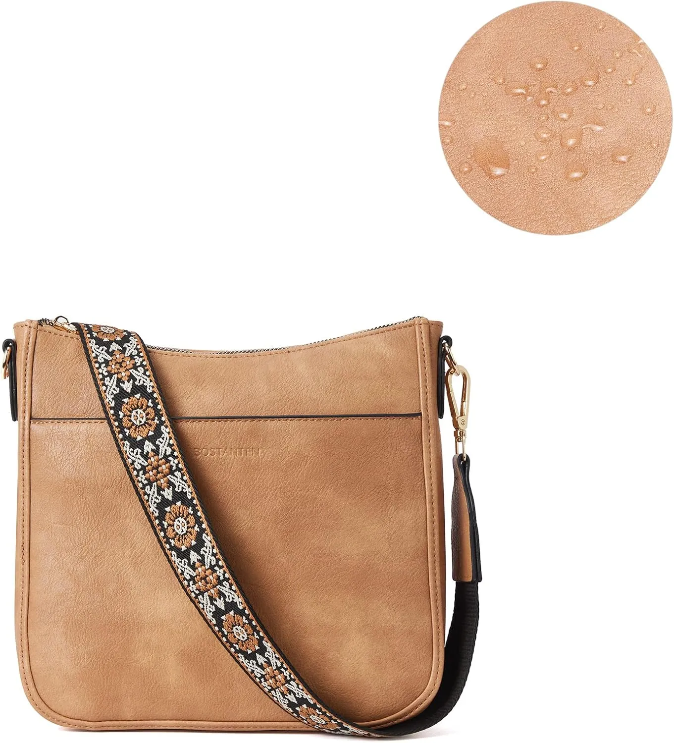 BOSTANTEN Crossbody Bags for Women Trendy Vegan Leather Hobo Purses Shoulder Handbags With Wide Shoulder Strap