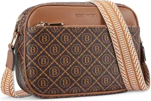 BOSTANTEN Quilted Crossbody Bags for Women Vegan Leather Purses Small Shoulder Handbags with Wide Strap