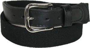 Boston Leather Men's Cotton Web Belt with Leather Tabs, 36, Black