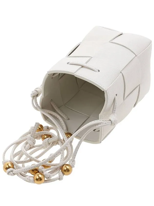Bottega Veneta Cassette Intrecciato Mini Bucket Bag White