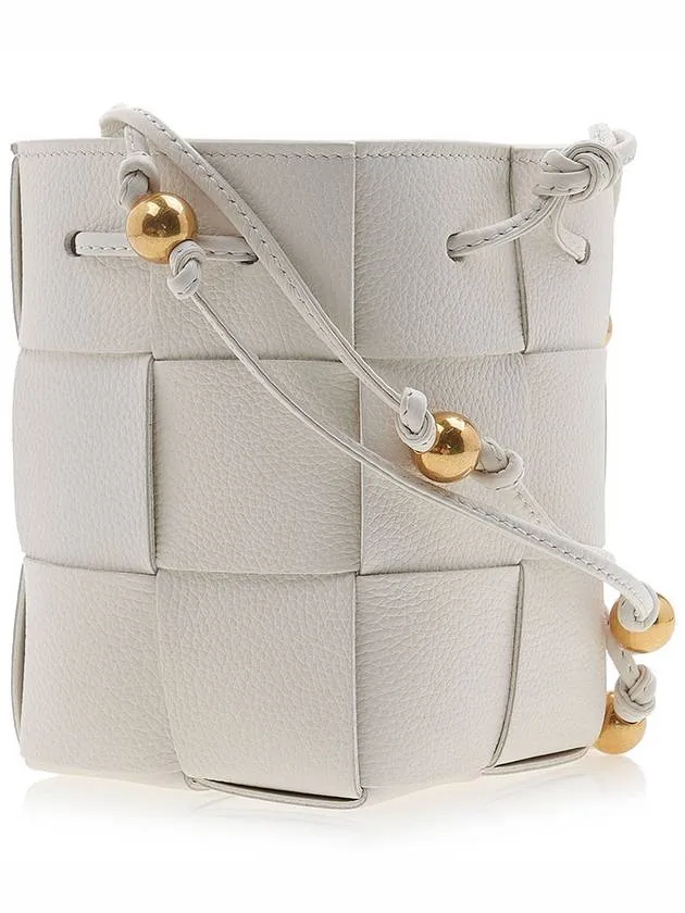 Bottega Veneta Cassette Intrecciato Mini Bucket Bag White