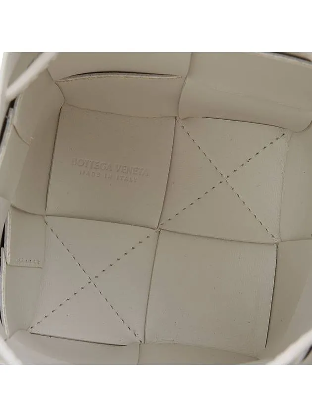 Bottega Veneta Cassette Intrecciato Mini Bucket Bag White