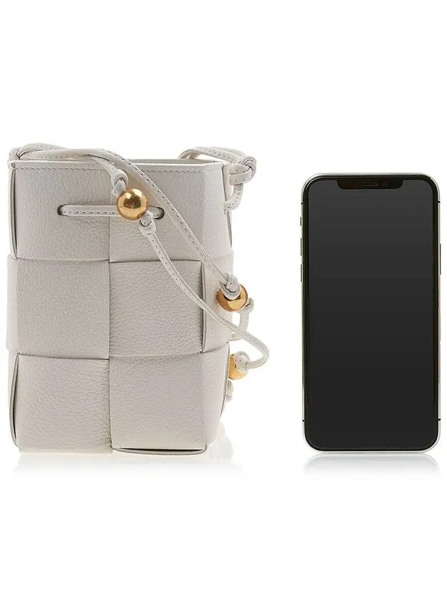 Bottega Veneta Cassette Intrecciato Mini Bucket Bag White
