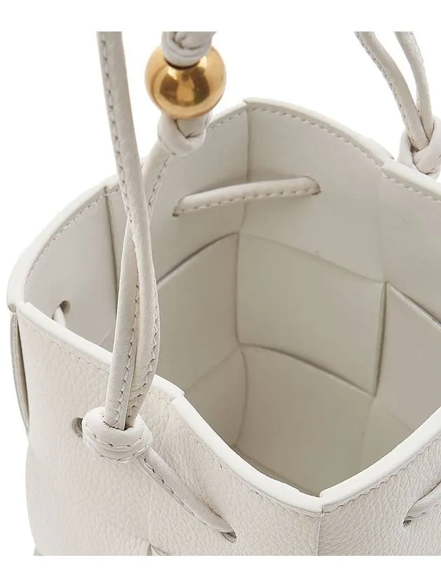 Bottega Veneta Cassette Intrecciato Mini Bucket Bag White