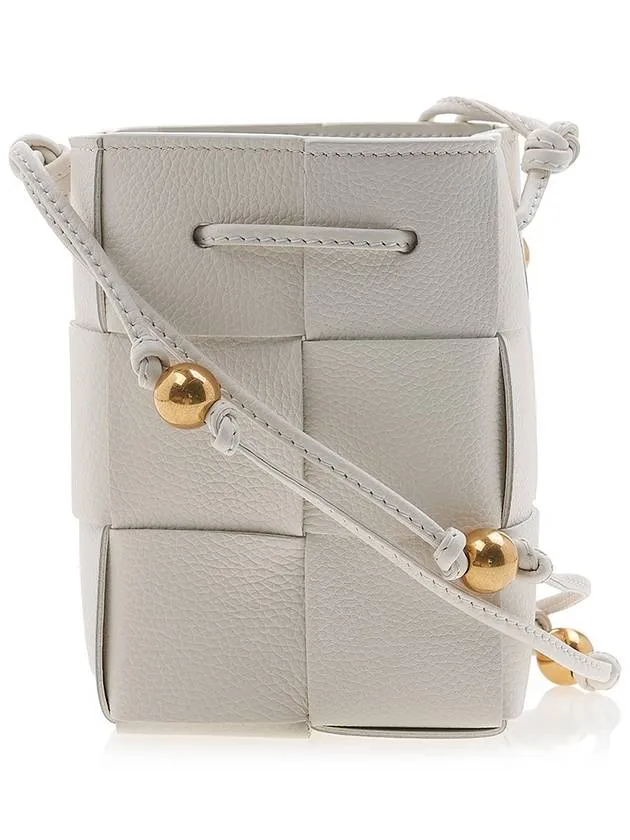 Bottega Veneta Cassette Intrecciato Mini Bucket Bag White