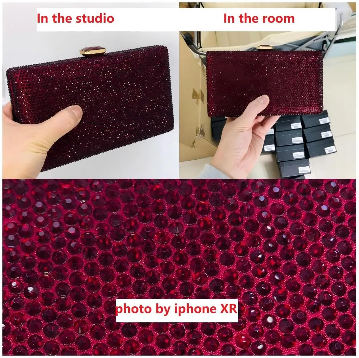 Boutique De FGG Crystal Evening Bags for Women Formal Party Box Clutch Wedding Rhinestone Handbags Bridal Clutch Purse,Mini