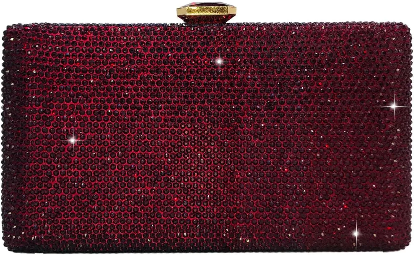 Boutique De FGG Crystal Evening Bags for Women Formal Party Box Clutch Wedding Rhinestone Handbags Bridal Clutch Purse,Mini