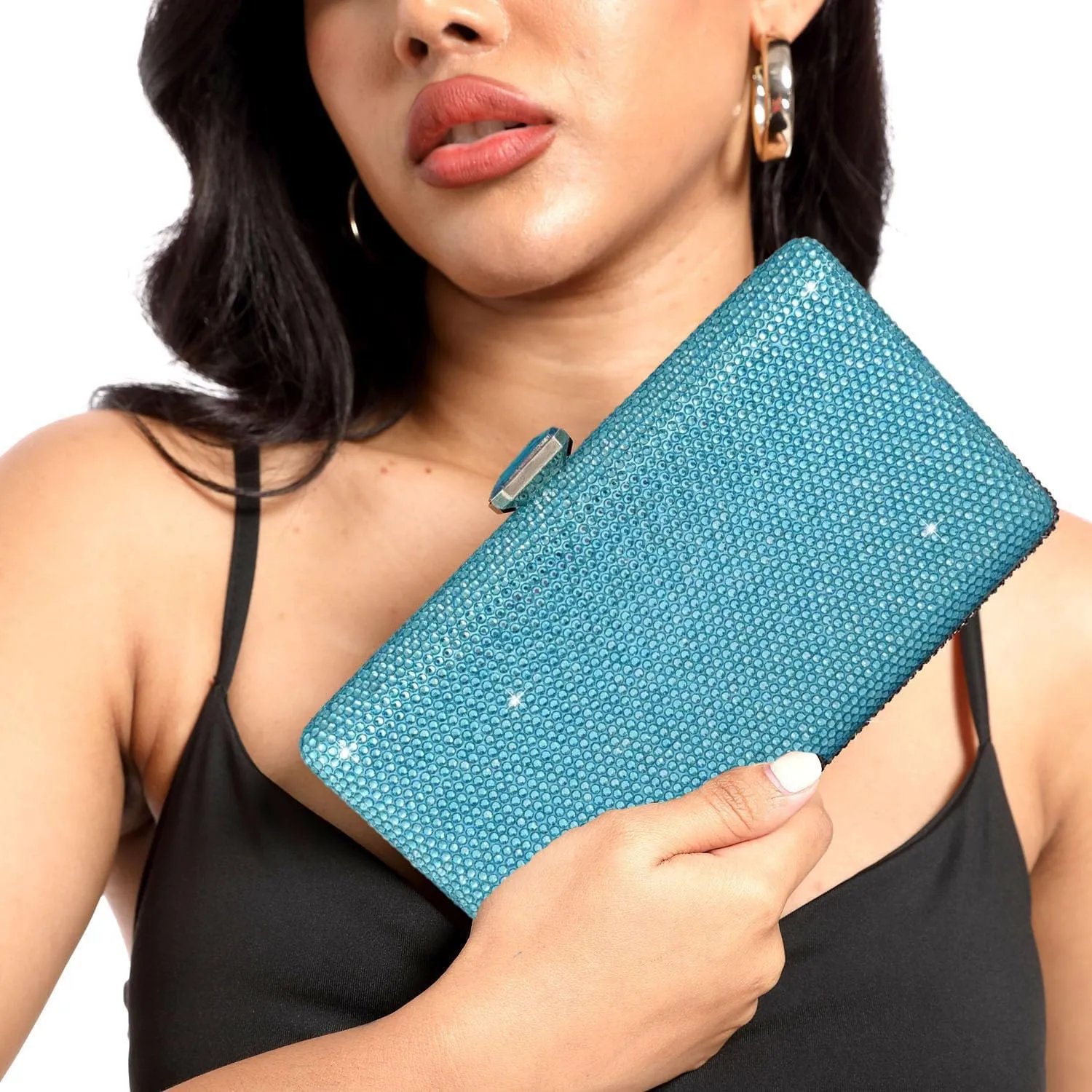Boutique De FGG Crystal Evening Bags for Women Formal Party Box Clutch Wedding Rhinestone Handbags Bridal Clutch Purse,Mini