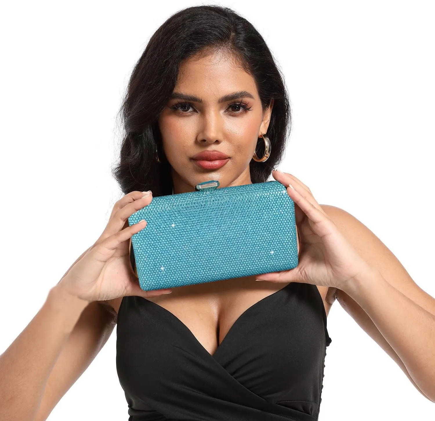 Boutique De FGG Crystal Evening Bags for Women Formal Party Box Clutch Wedding Rhinestone Handbags Bridal Clutch Purse,Mini