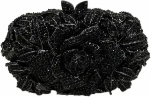 Boutique De FGG Flower Evening Bags for Women Wedding Handbags Crystal Clutch Purse Prom Rose Rhinestone Clutch Purses,Mini
