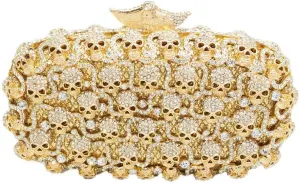 Boutique De FGG Skull Crystal Clutch Purse for Women Formal Rhinestone Clutch Evening Bag Halloween Minaudiere Handbag,Mini