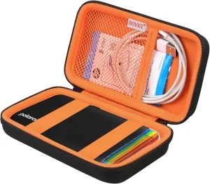 BOVKE Carrying Case for Polaroid Hi-Print 2nd Generation Bluetooth Connected 2x3 Pocket Photo Dye-Sub Printer, Mesh Pocket for Polaroid Hi-Print Paper - 2x3 Paper Cartridges and Cables, Black