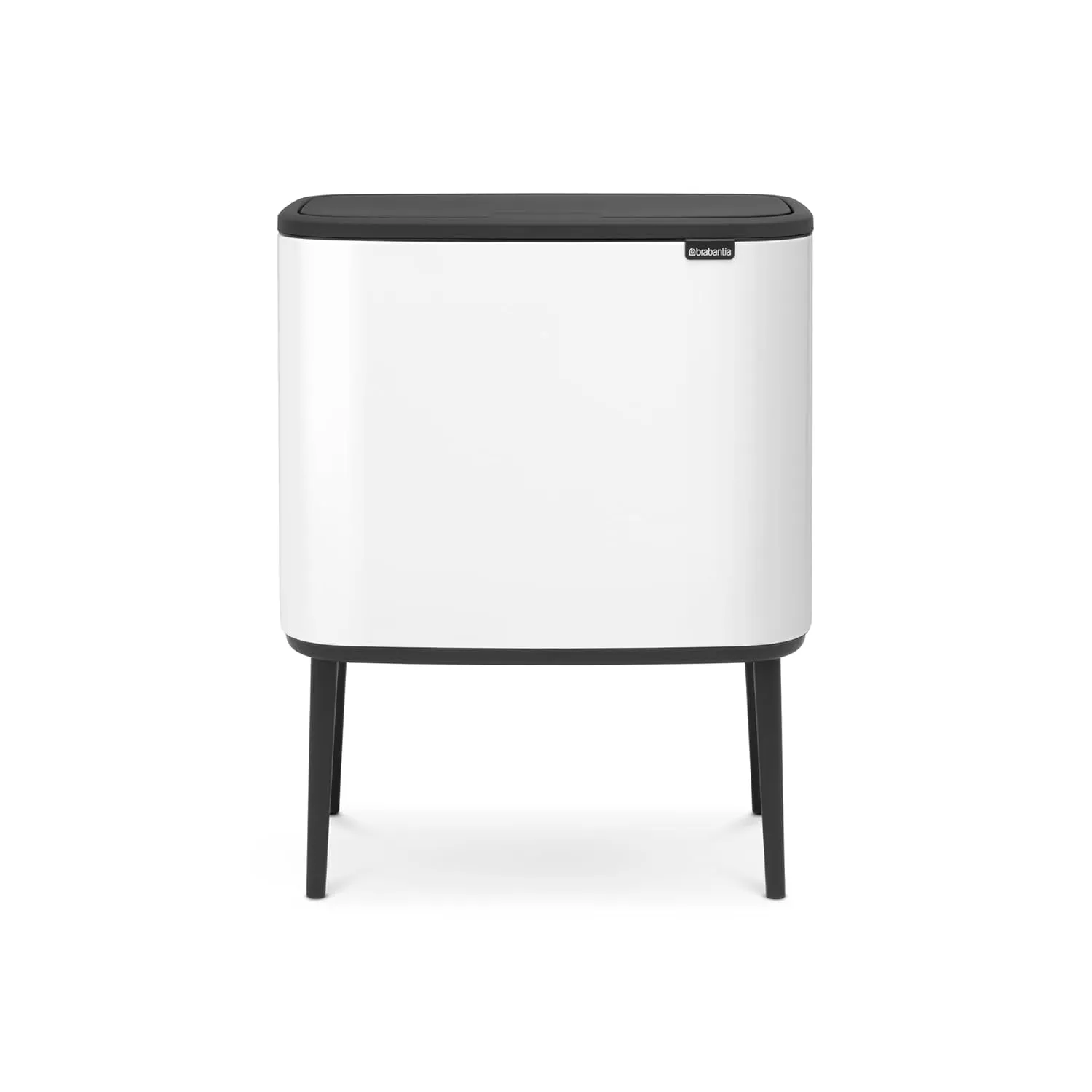 Brabantia Bo Trash Can - 1 x 9.5 Gal Inner Bucket (White) Waste/Recycling Garbage Can, Removable Compartment   Free Bags