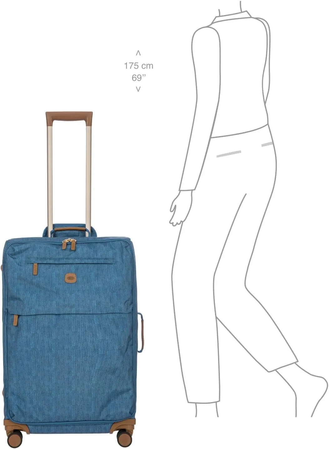 Bric's X-Bag Large Spinner with Frame - 27 Inch - Suitcases with Wheels - Checked Luggage - Jeans