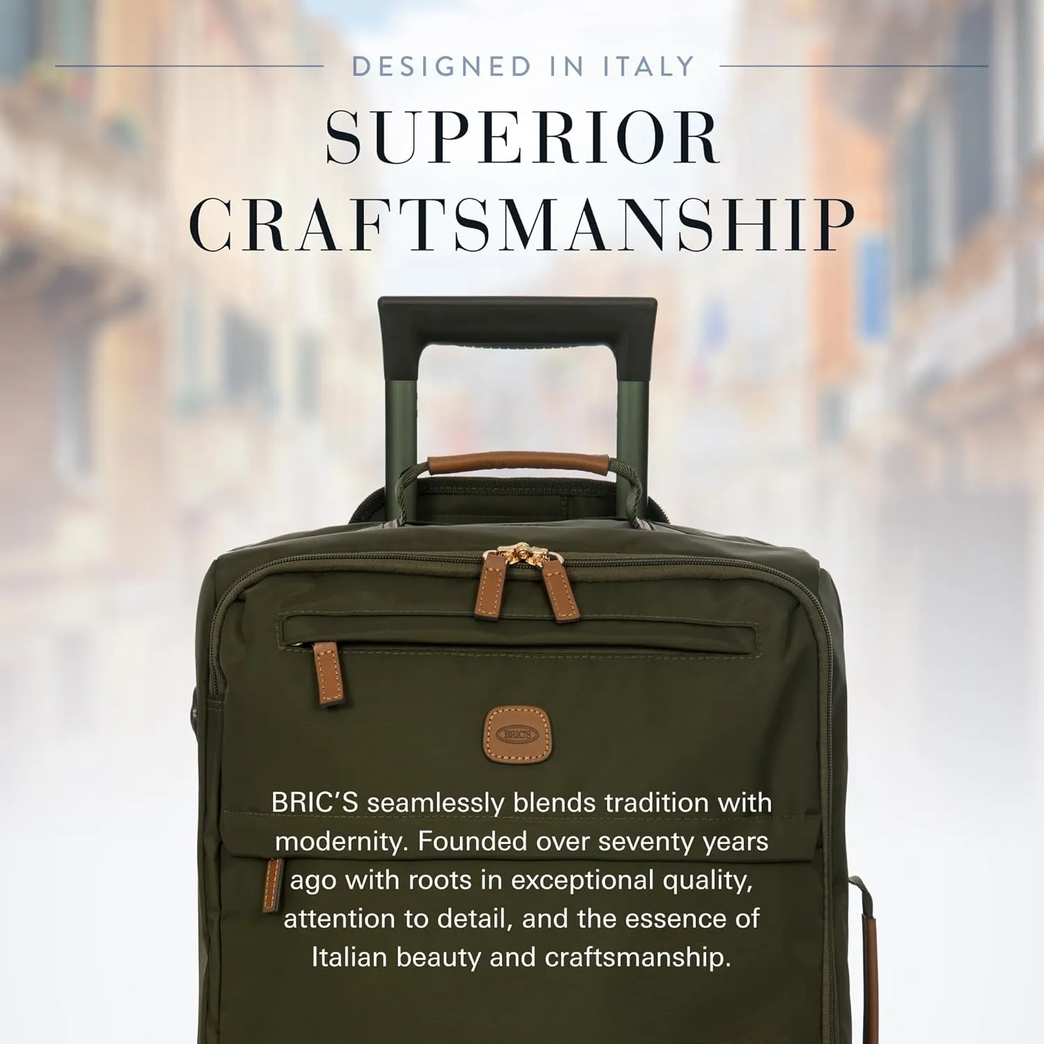 Bric's X Travel - Carry-On Luggage Bag with Spinner Wheels - 21 Inch - Luxury Luggage Bag - Olive
