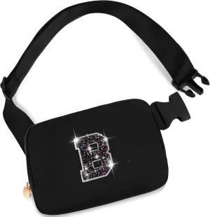 Bridesmaid Gifts Wedding Day - Bridesmaid Proposal Gift,Bridal Shower Gifts,Maid of Honor Gifts,Bachelorette Party Decorations Favors,Initial Fanny Pack Crossbody Bag Purse | B,Black Bag