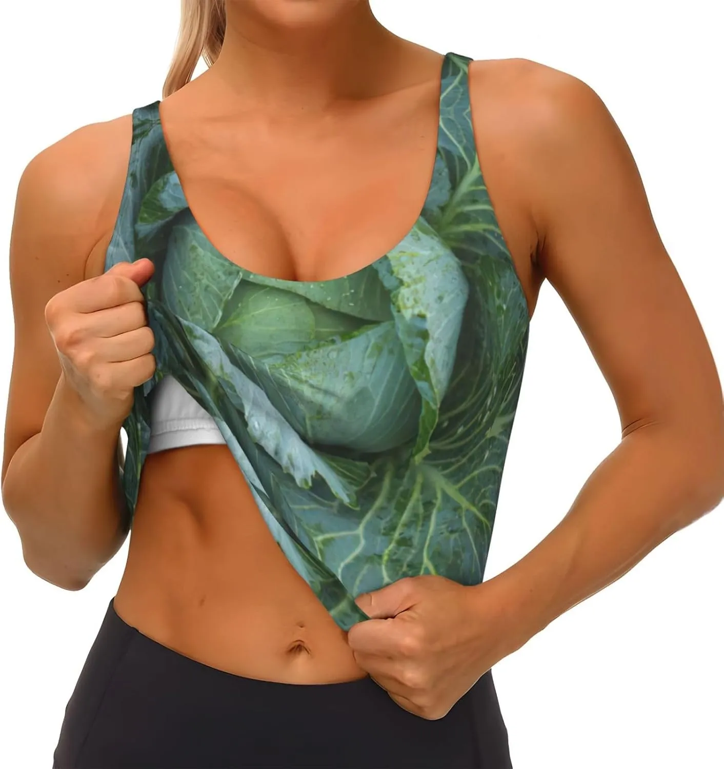 Bright Cabbage Print Womens Utility Vests Sports Vest Yoga Workout for Women Lightweight Summer