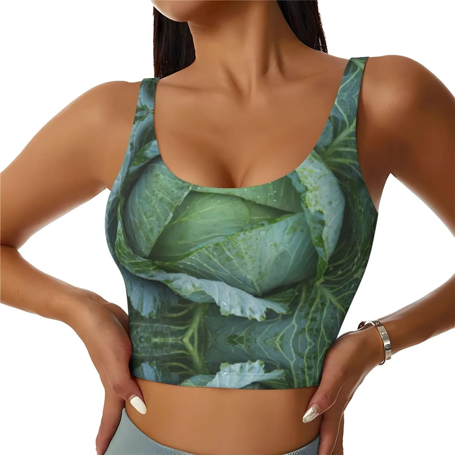 Bright Cabbage Print Womens Utility Vests Sports Vest Yoga Workout for Women Lightweight Summer