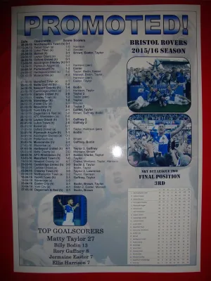 Bristol Rovers League Two promotion 2016 - souvenir print