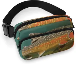 Brook Trout Fly Fishing Waist Bag Fashion Fanny Bag with Adjustable Strap for Outdoor Workout Cycling Unisex