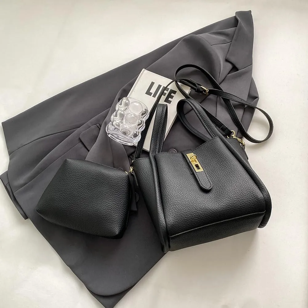 Bucket Bag for Women Leather Bucket Bags Trendy Bucket Purse Vintage Shoulder Bag Women's Tote Bags Handbags with Small Purse