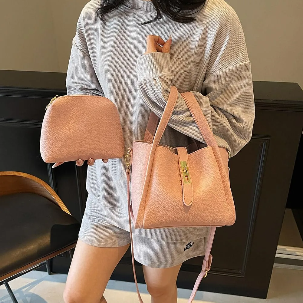 Bucket Bag for Women Leather Bucket Bags Trendy Bucket Purse Vintage Shoulder Bag Women's Tote Bags Handbags with Small Purse
