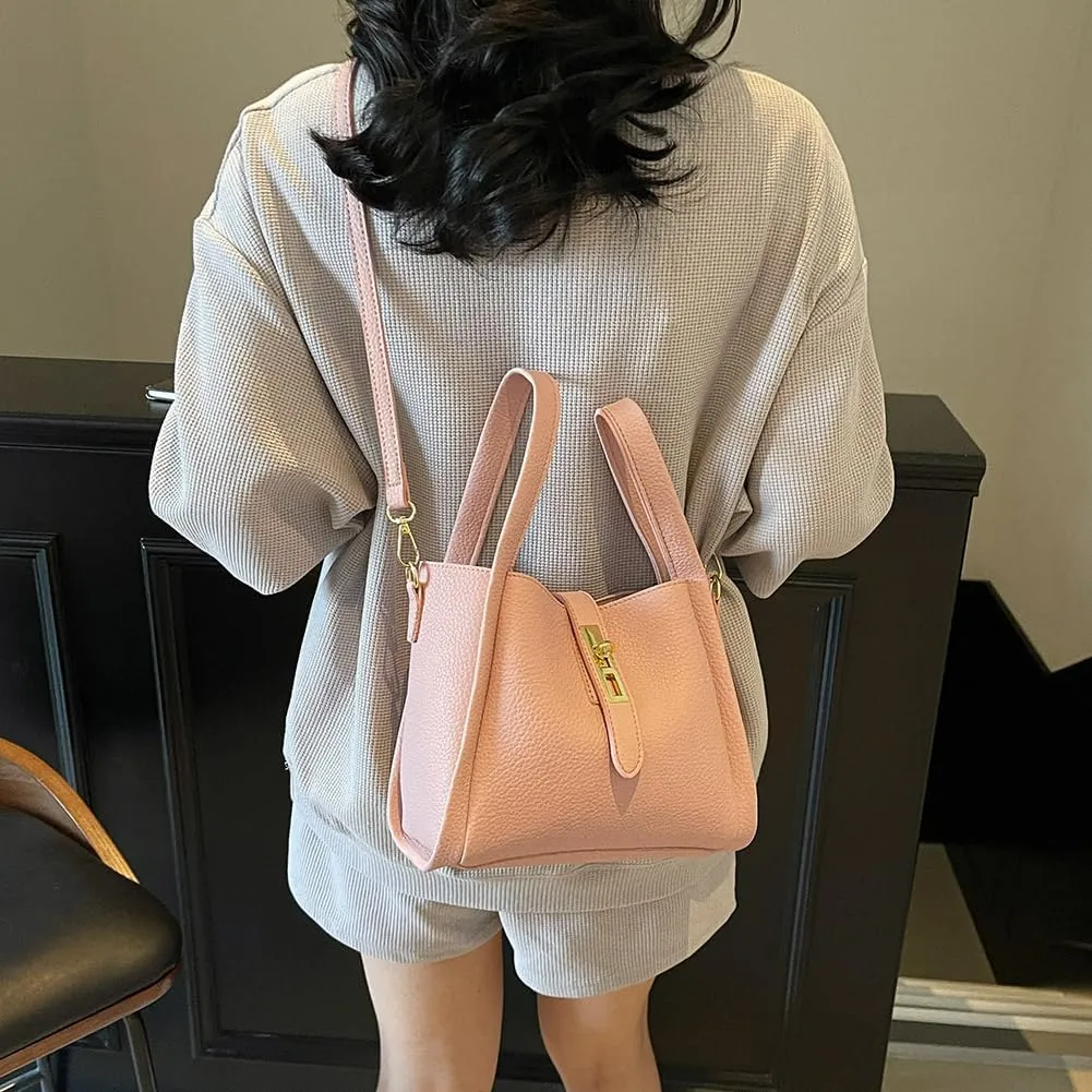 Bucket Bag for Women Leather Bucket Bags Trendy Bucket Purse Vintage Shoulder Bag Women's Tote Bags Handbags with Small Purse