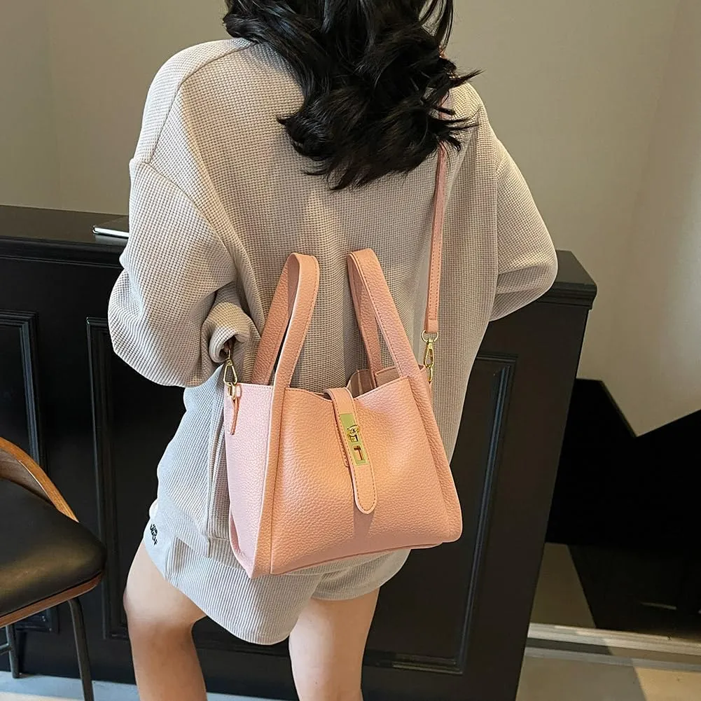 Bucket Bag for Women Leather Bucket Bags Trendy Bucket Purse Vintage Shoulder Bag Women's Tote Bags Handbags with Small Purse