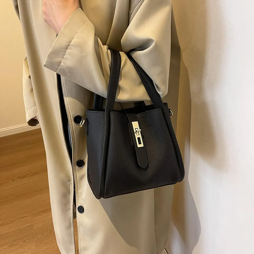 Bucket Bag for Women Leather Bucket Bags Trendy Bucket Purse Vintage Shoulder Bag Women's Tote Bags Handbags with Small Purse