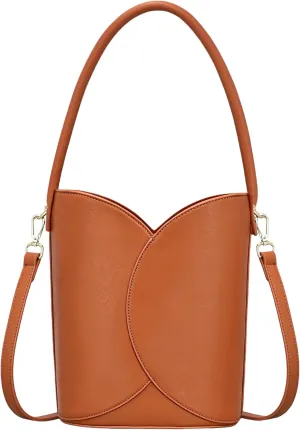 Bucket Bag for Women Vegan Leather Handbags with Removable Strap Small Shoulder Purse Crossbody Totes Bags