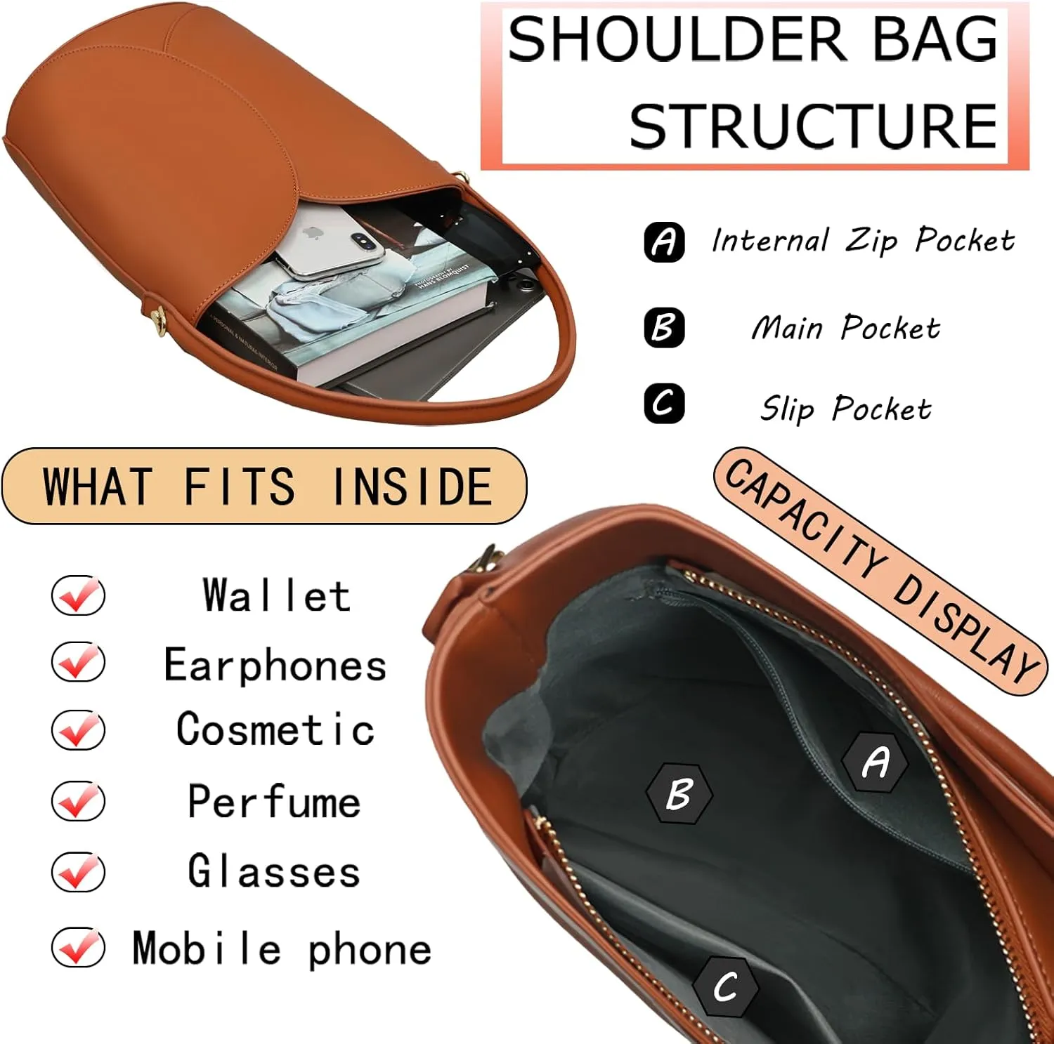Bucket Bag for Women Vegan Leather Handbags with Removable Strap Small Shoulder Purse Crossbody Totes Bags