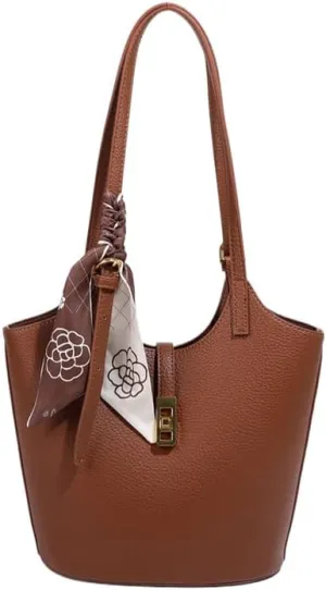 Bucket Bag For Women Vintage Bucket Purse Vegan Leather Tote Bag Shoulder Handbag