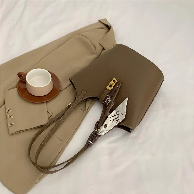 Bucket Bag For Women Vintage Bucket Purse Vegan Leather Tote Bag Shoulder Handbag