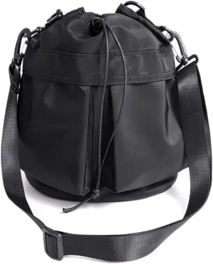 Bucket Bag for Women - Waterproof Nylon Tote Handbag with Drawstring Closure - Casual Shoulder Bag with Top Handle