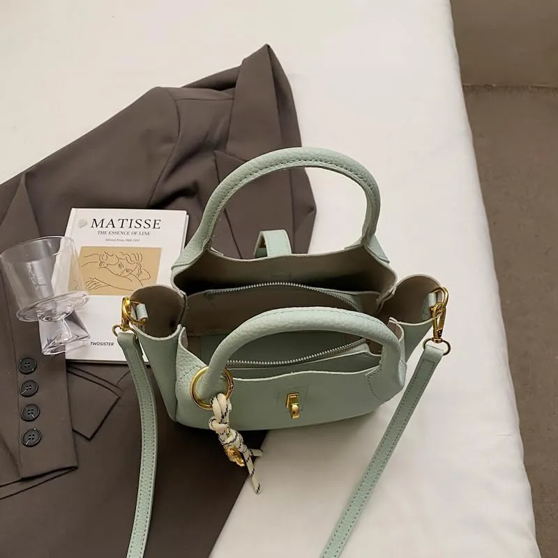 Bucket Bags for Women Crossbody Top Handle Bag Elegant Hobo Handbag Tote Purse Faux Leather Shoulder Bag with Zipper